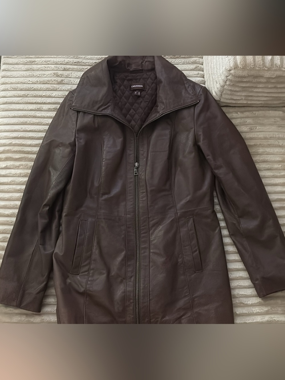 Danier Dark Brown Leather Zip Coat